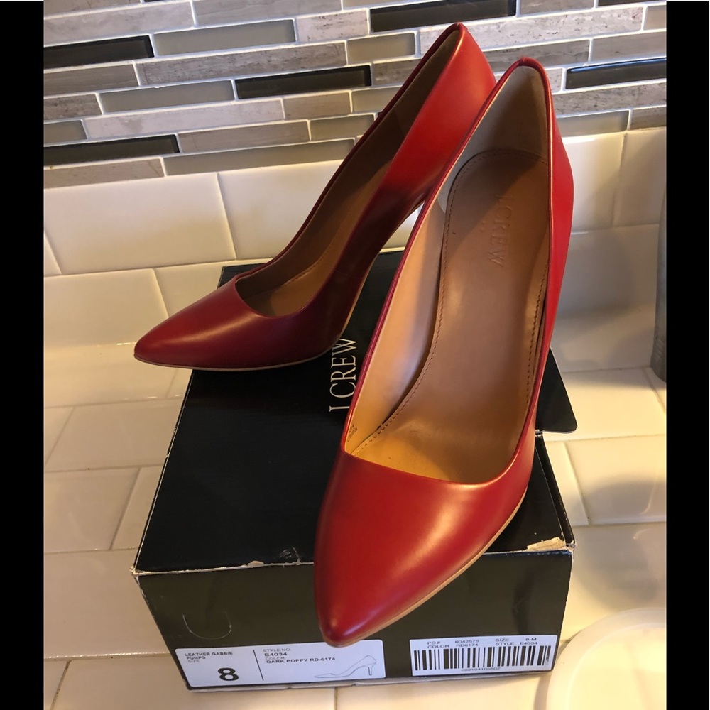 J crew red heels